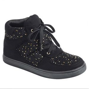 Black Rhinestone Studded High Top Sneakers size 7